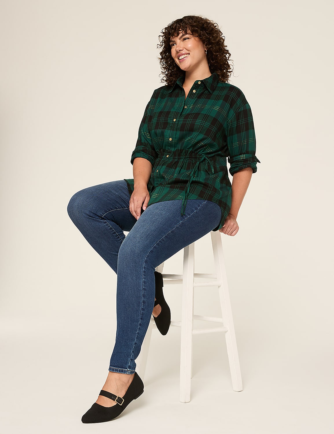 Relaxed Tie-Waist Button-Down Tunic Top Product Image 3