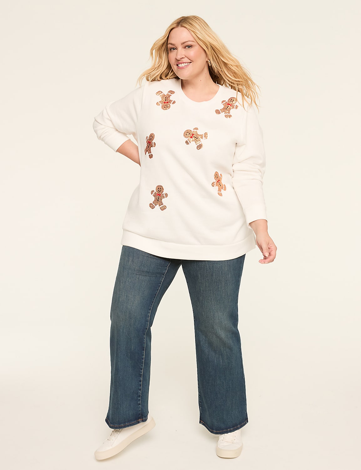 Sequin Gingerbread Graphic Sweatshirt Product Image 3