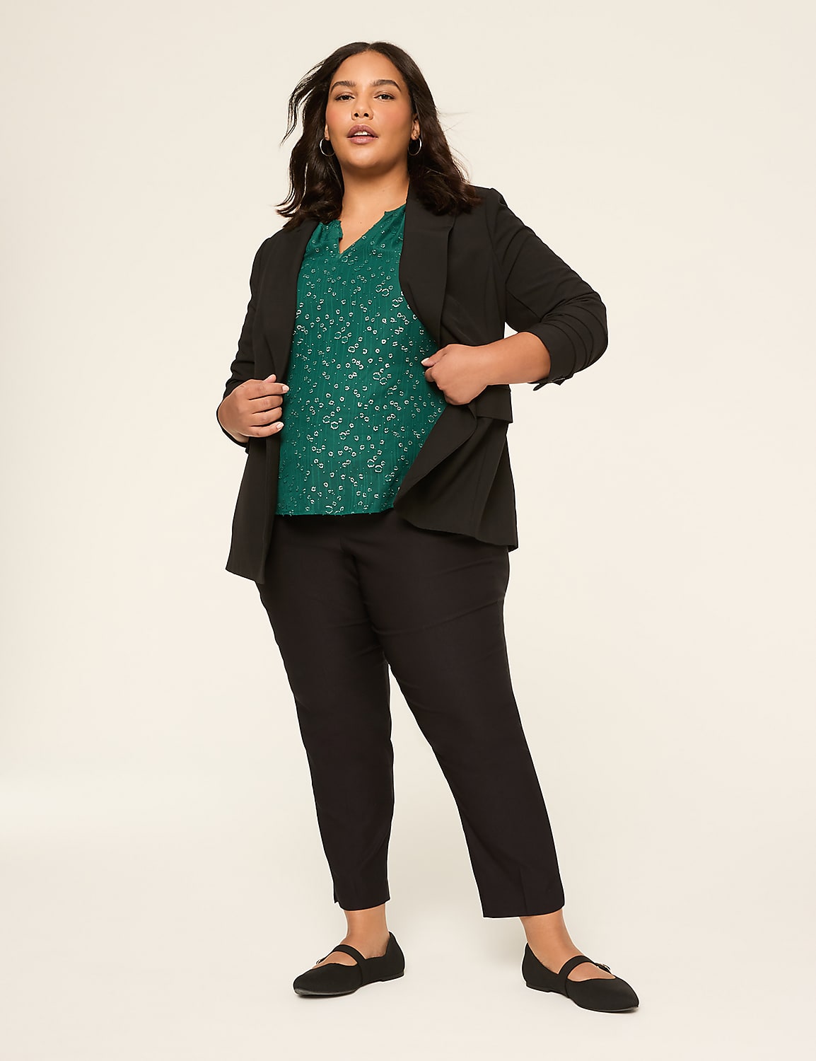 Swing Metallic Split-Neck Popover Blouse Product Image 5