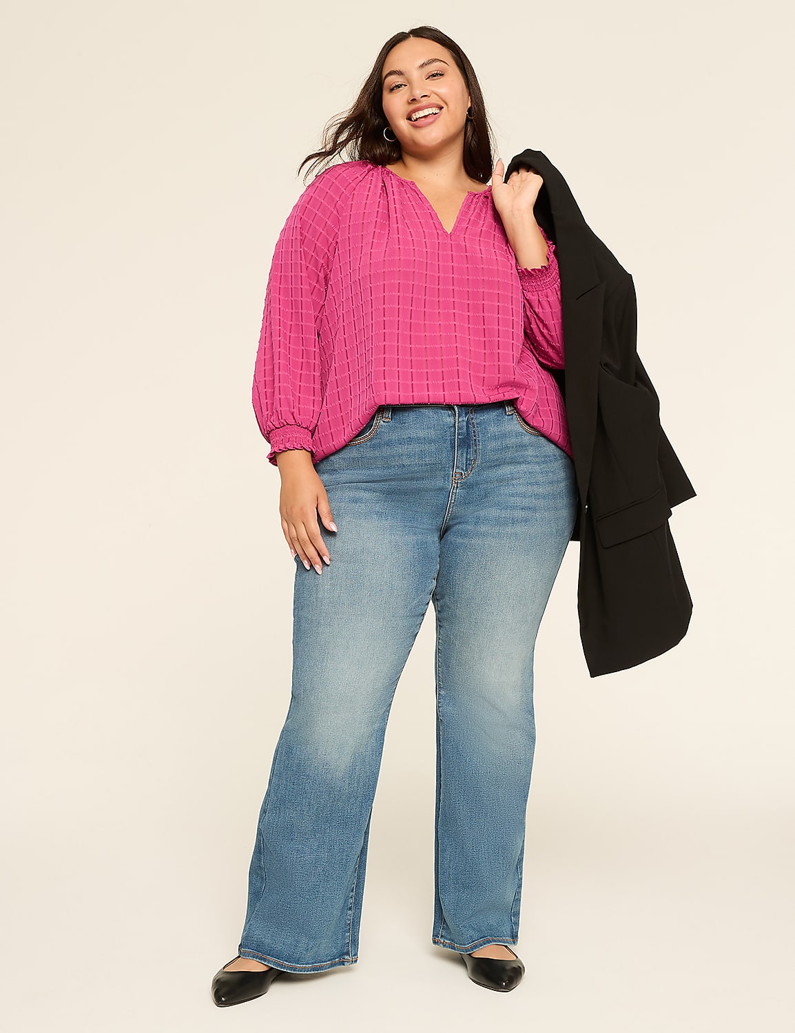 Swing Split-Neck Popover Blouse Product Image 3