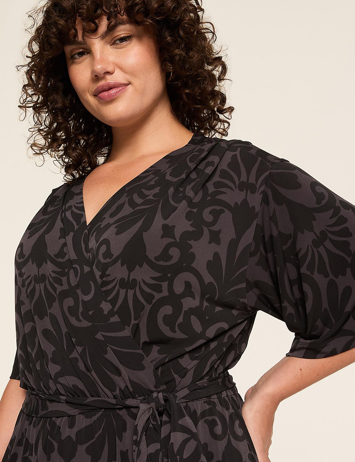 Kimono-Sleeve Faux-Wrap Jersey Midi Dress Product Image 3