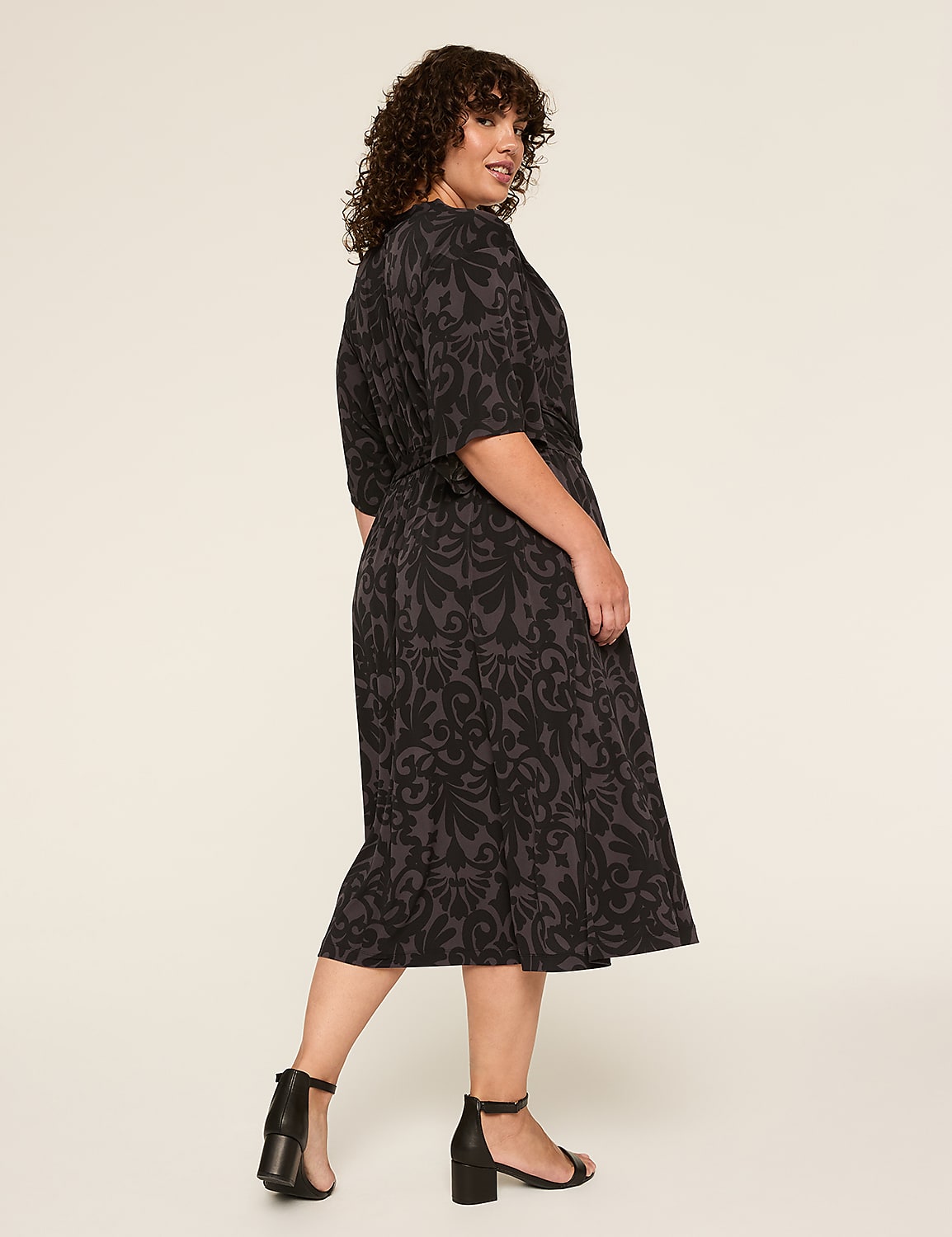 Kimono-Sleeve Faux-Wrap Jersey Midi Dress Product Image 2