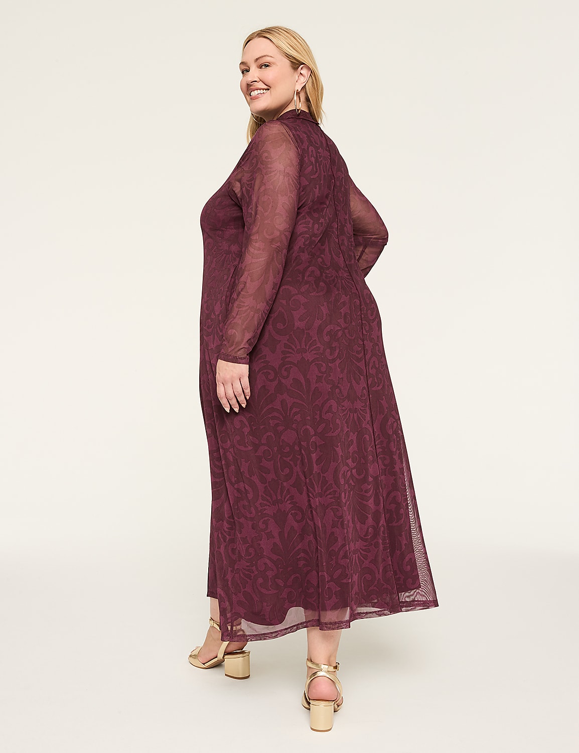 Long-Sleeve Mock-Neck Maxi Dress Product Image 2