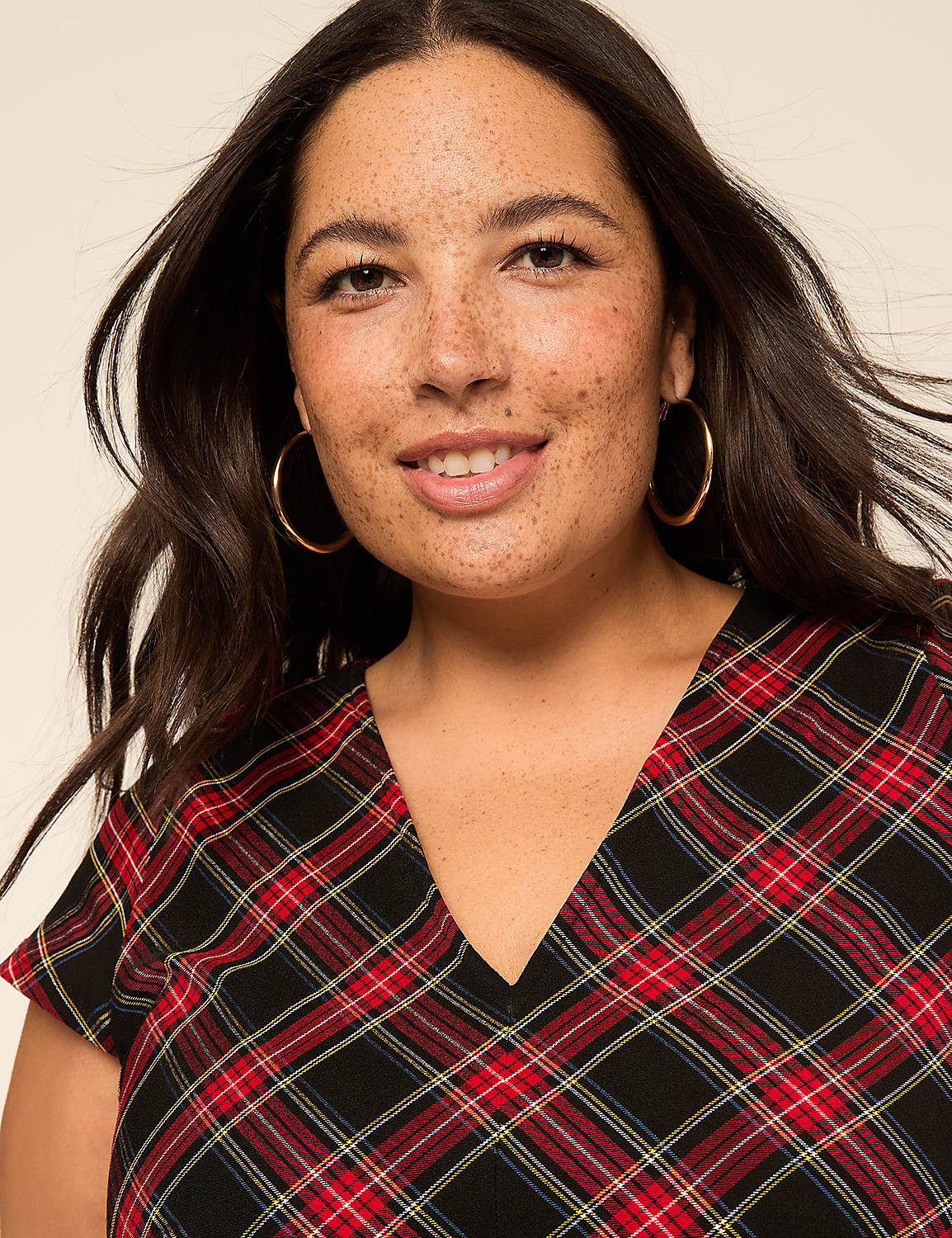 Cap-Sleeve Plaid Midi Dress Product Image 3