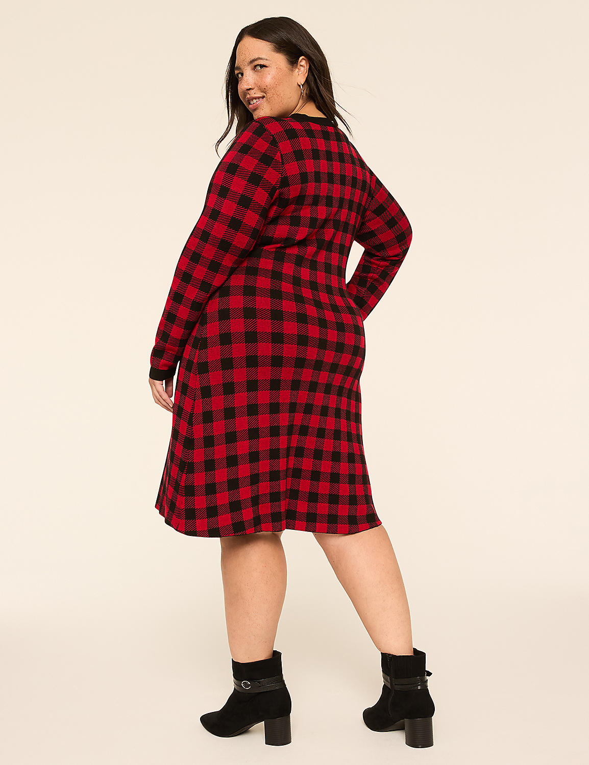 Long-Sleeve Crew-Neck Sweater Dress Product Image 2