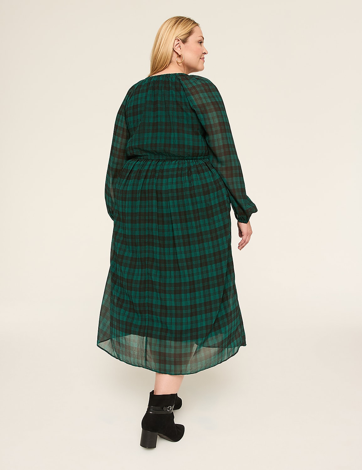 Long-Sleeve Scoop-Neck Midi Dress Product Image 2