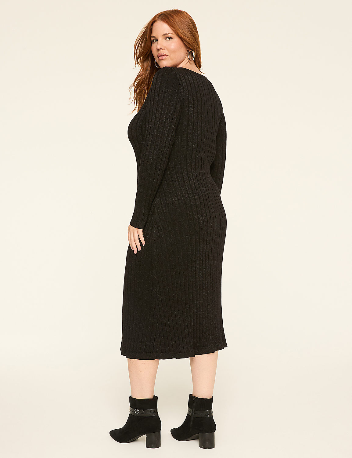 Lurex Shimmer Rib Sweater Midi Dress Product Image 2