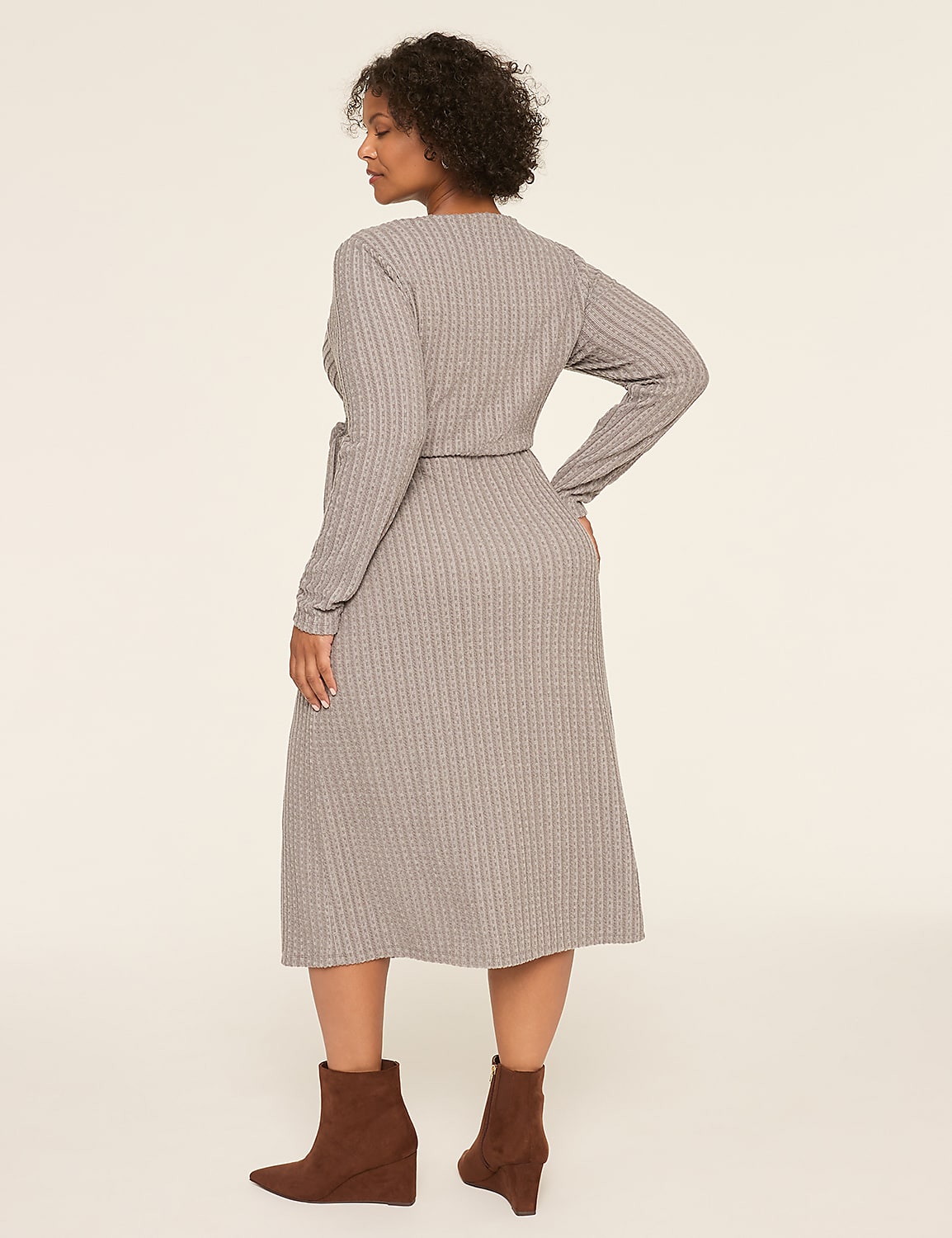 Faux-Wrap Cable Knit Dress Product Image 2