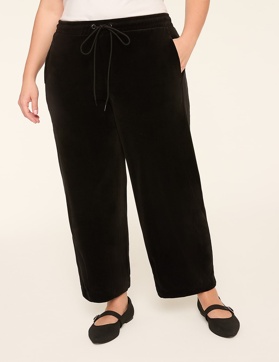 Rib Velour Pull-On Curved Ankle Pant Product Image 1