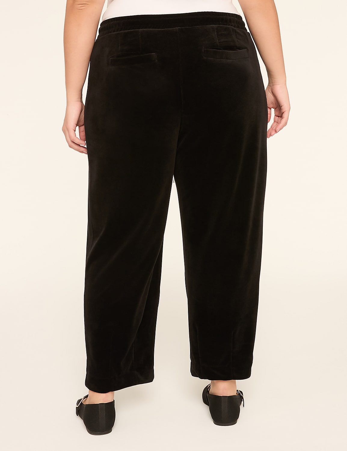 Rib Velour Pull-On Curved Ankle Pant | LaneBryant