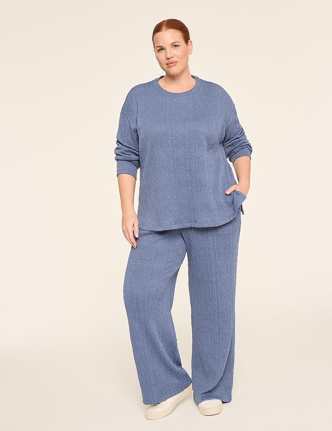 LIVI Long-Sleeve Cable Knit Texture Top Product Image 3