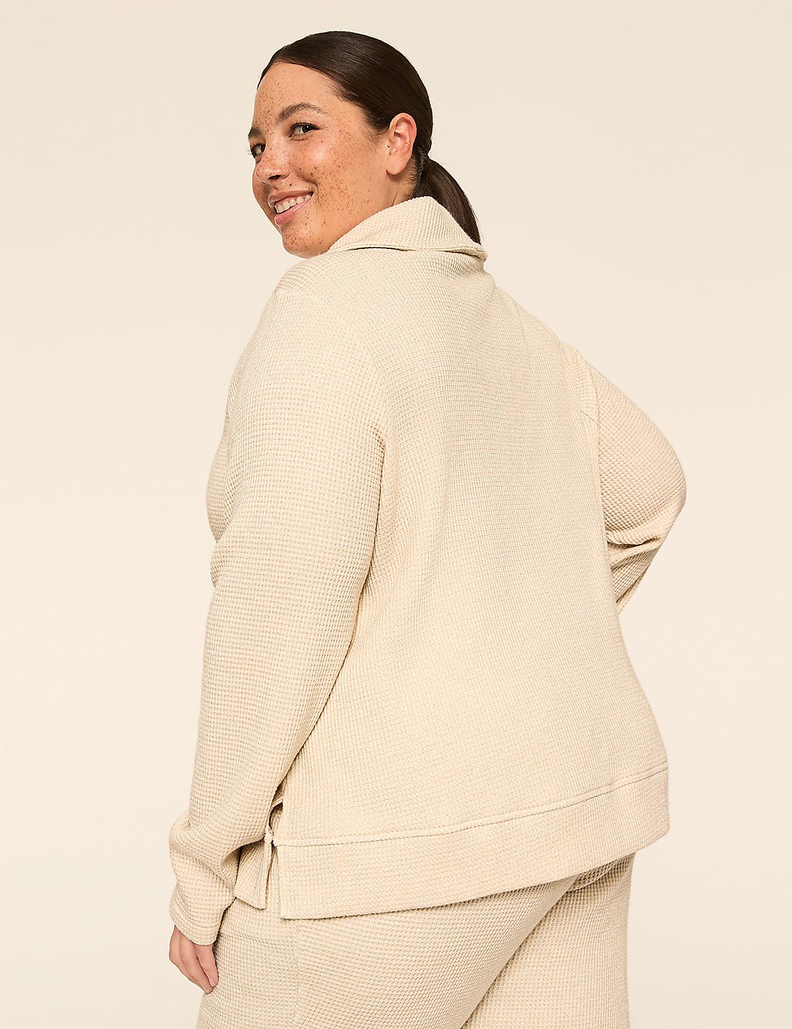 LIVI Shine Waffle Cowlneck Sweatshirt Product Image 2