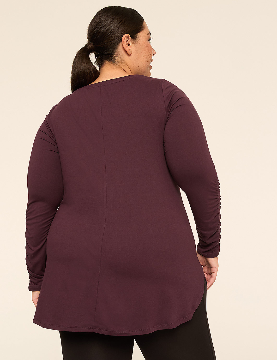 LIVI Soft Boatneck Ruched-Sleeve Tunic Product Image 2