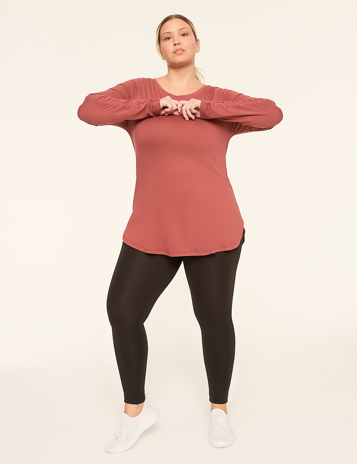 LIVI Soft Boatneck Ruched-Sleeve Tunic Product Image 3