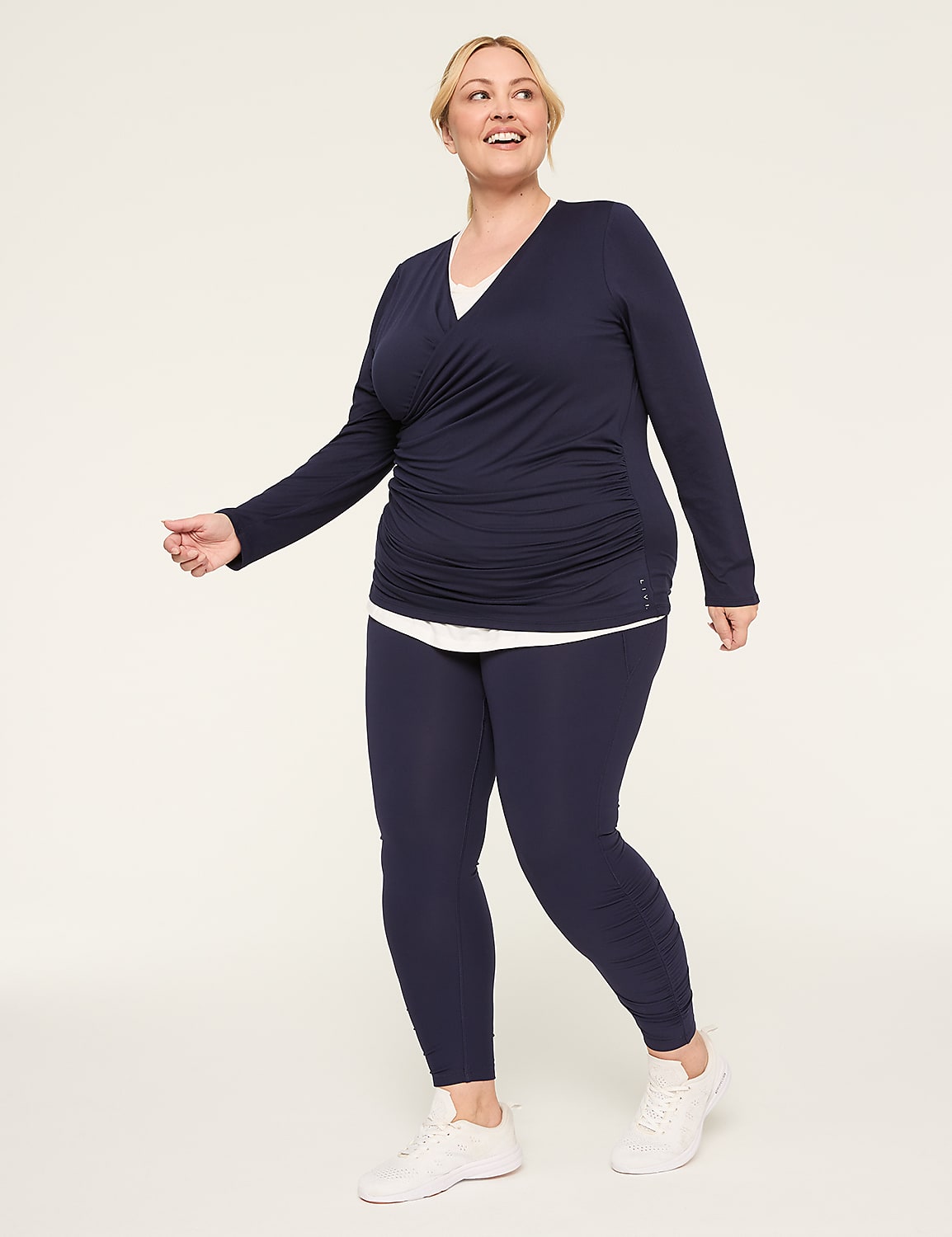 LIVI Soft Faux-Wrap Side-Ruched Top Product Image 3
