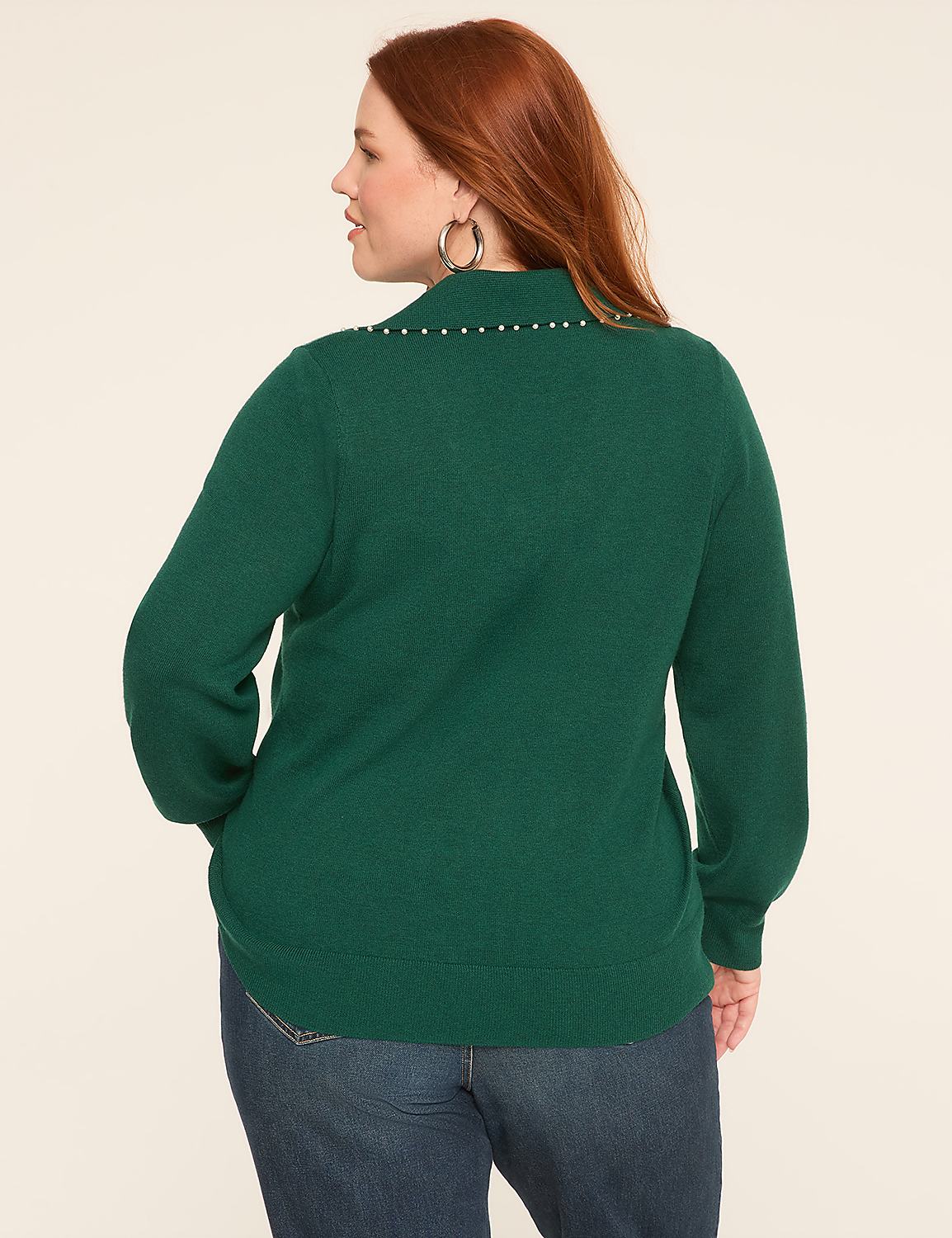 Pearlized V-Neck Collar Sweater Product Image 2