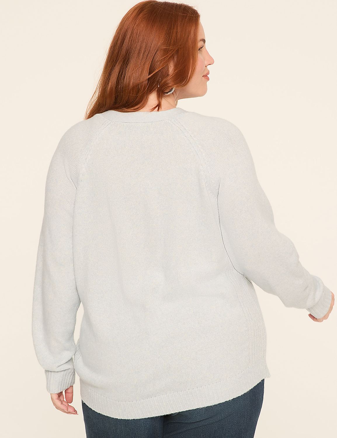 Layered Lace V-Neck Pullover Sweater Product Image 2