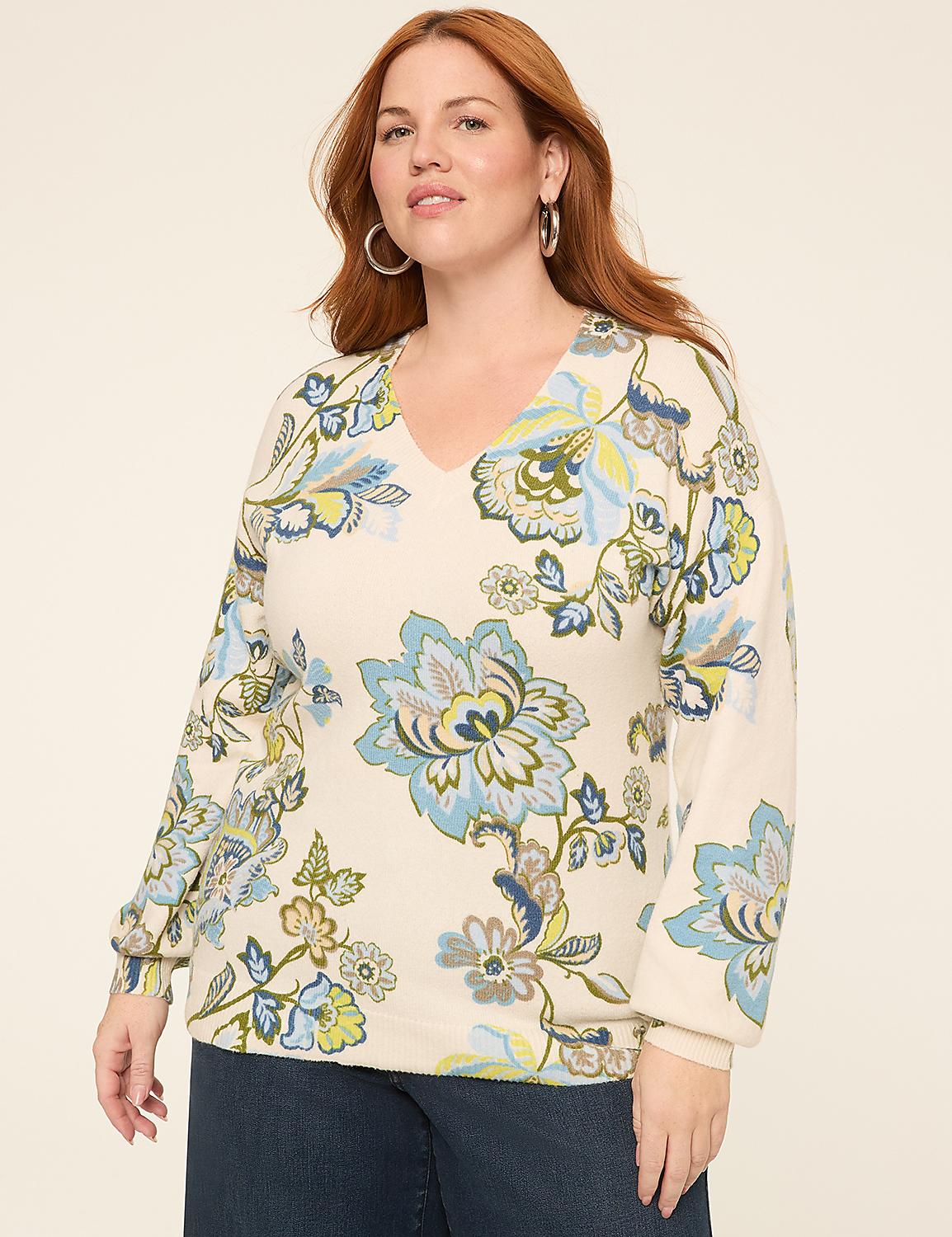 Long-Sleeve V-Neck Pullover Sweater Product Image 1