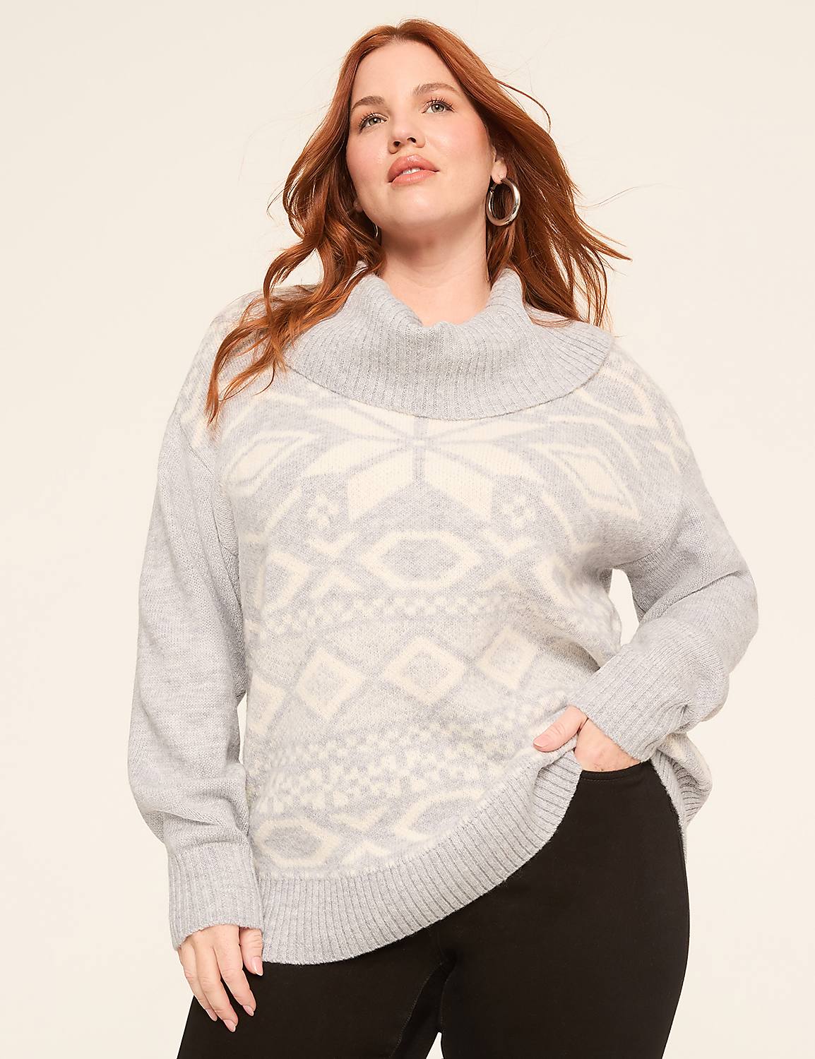 Fair Isle Cowl-Neck Sweater Product Image 1