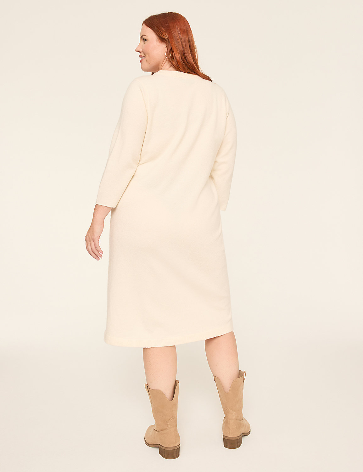 Long-Sleeve Crew-Neck Sweater Dress Product Image 2
