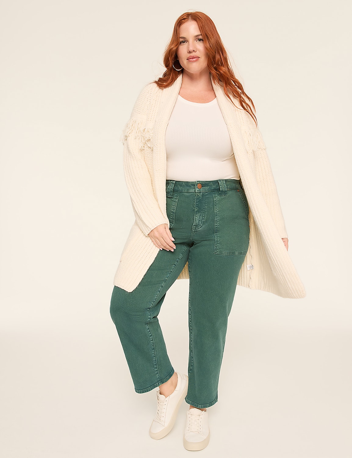 Open-Front Shawl-Collar Fringe-Detail Cardigan Product Image 3