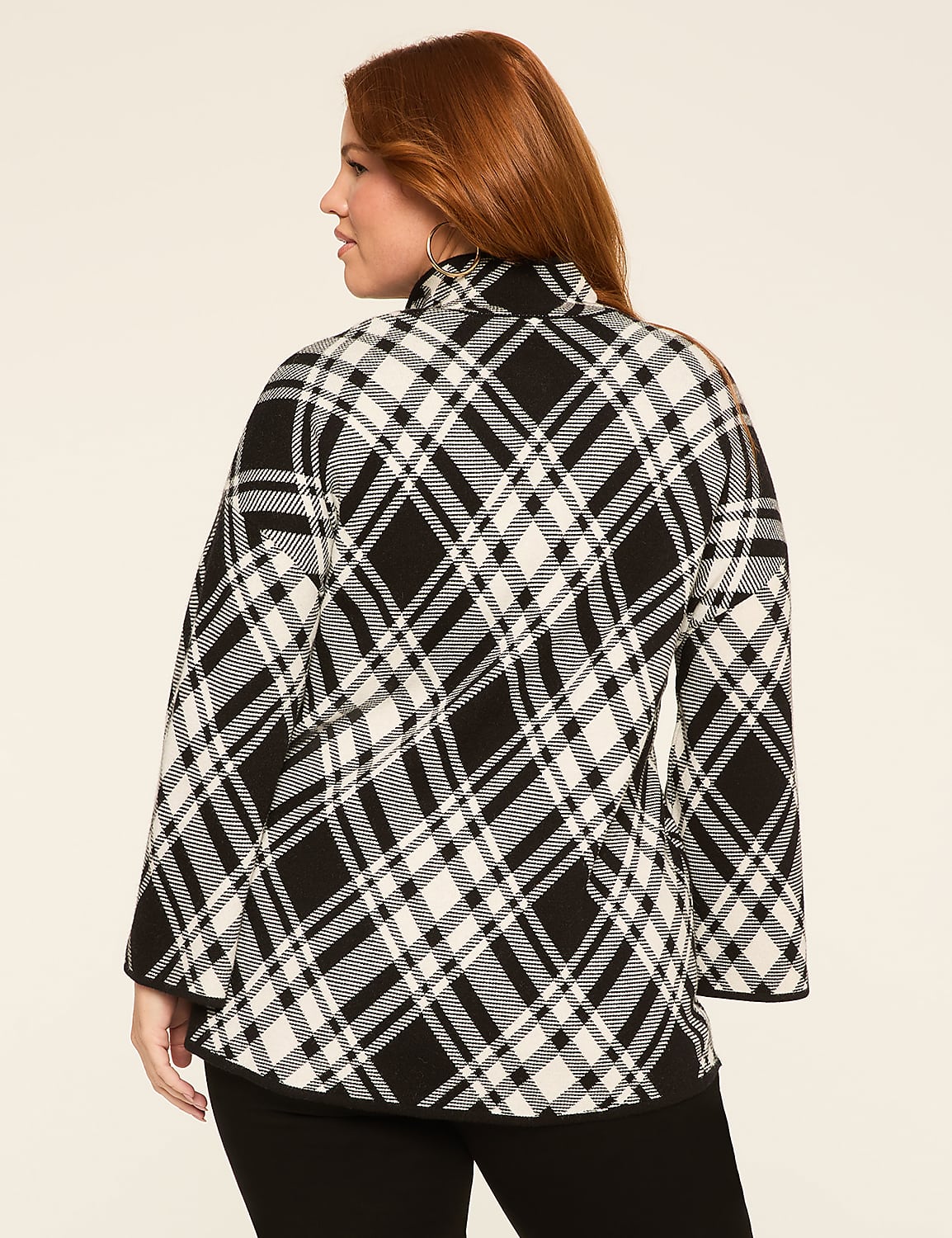 Plaid Button-Front Sweater Jacket Product Image 2