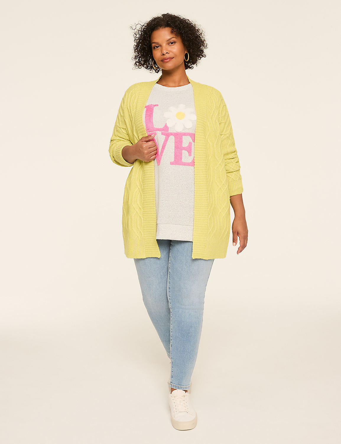 Trellis-Stitch Open-Front Cardigan Product Image 3