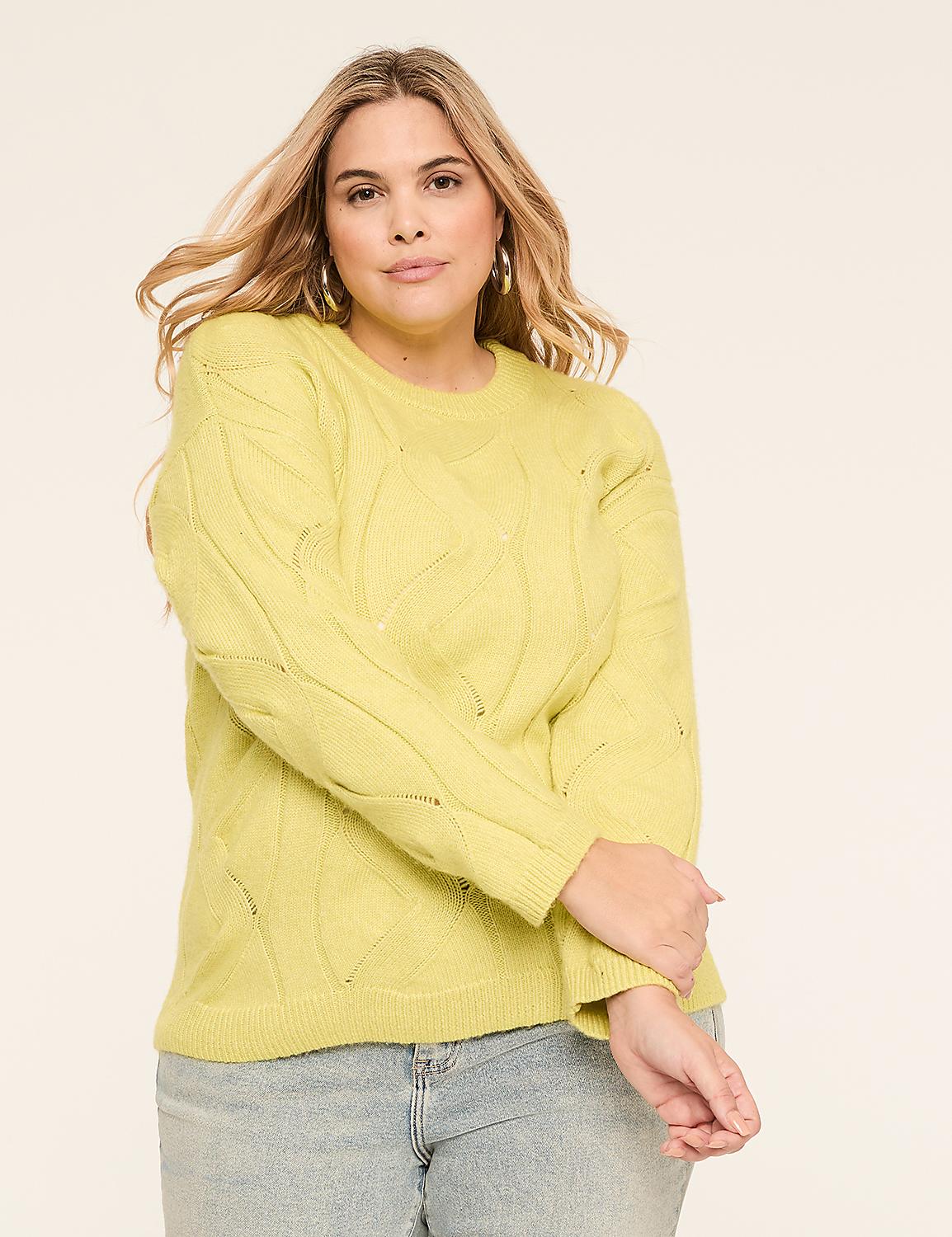 Relaxed Pointelle-Stitch Pullover Sweater Product Image 1