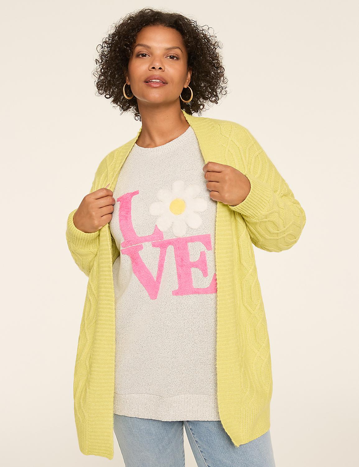 Trellis-Stitch Open-Front Cardigan Product Image 1