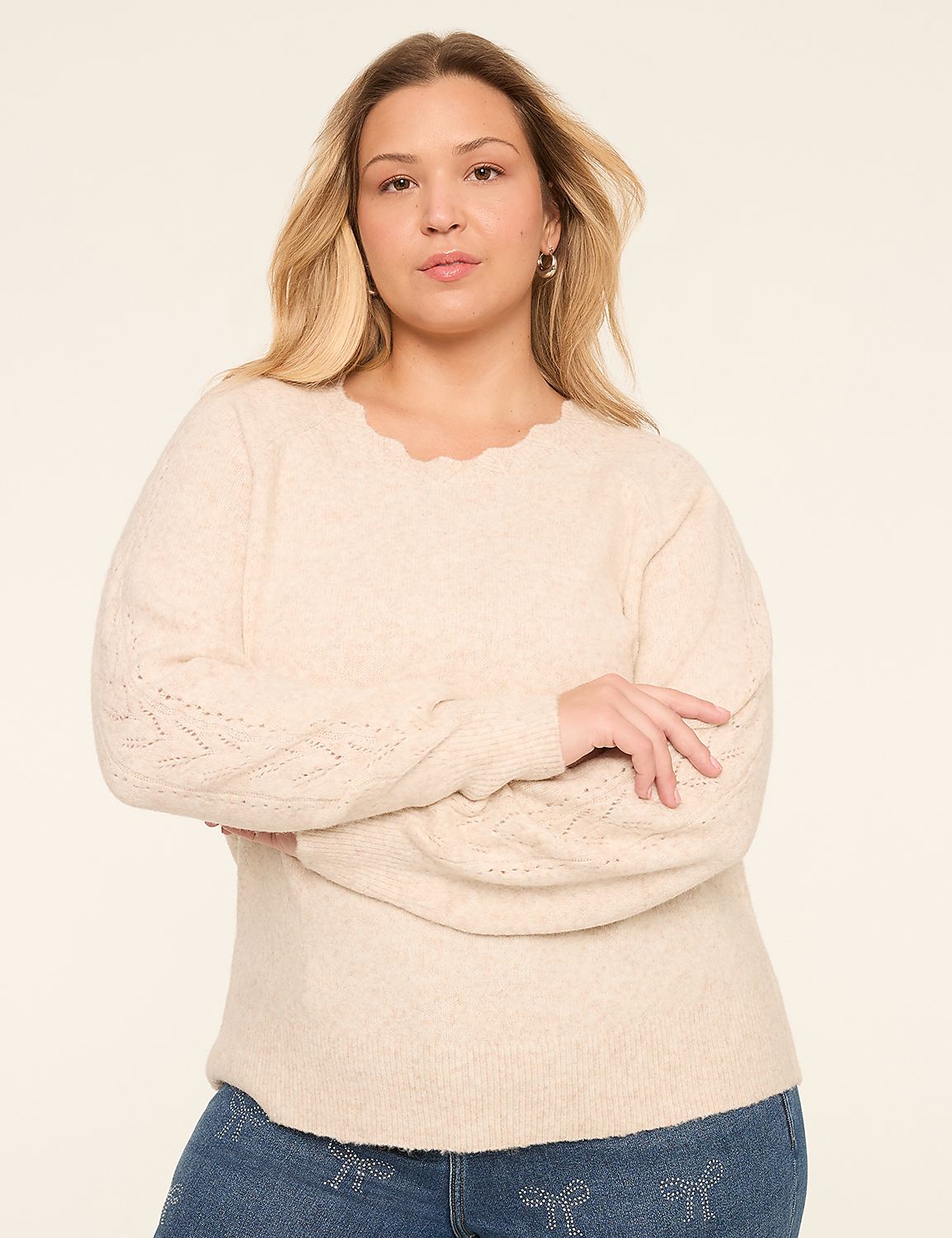Crew-Neck Trim-Detail Sweater Product Image 1