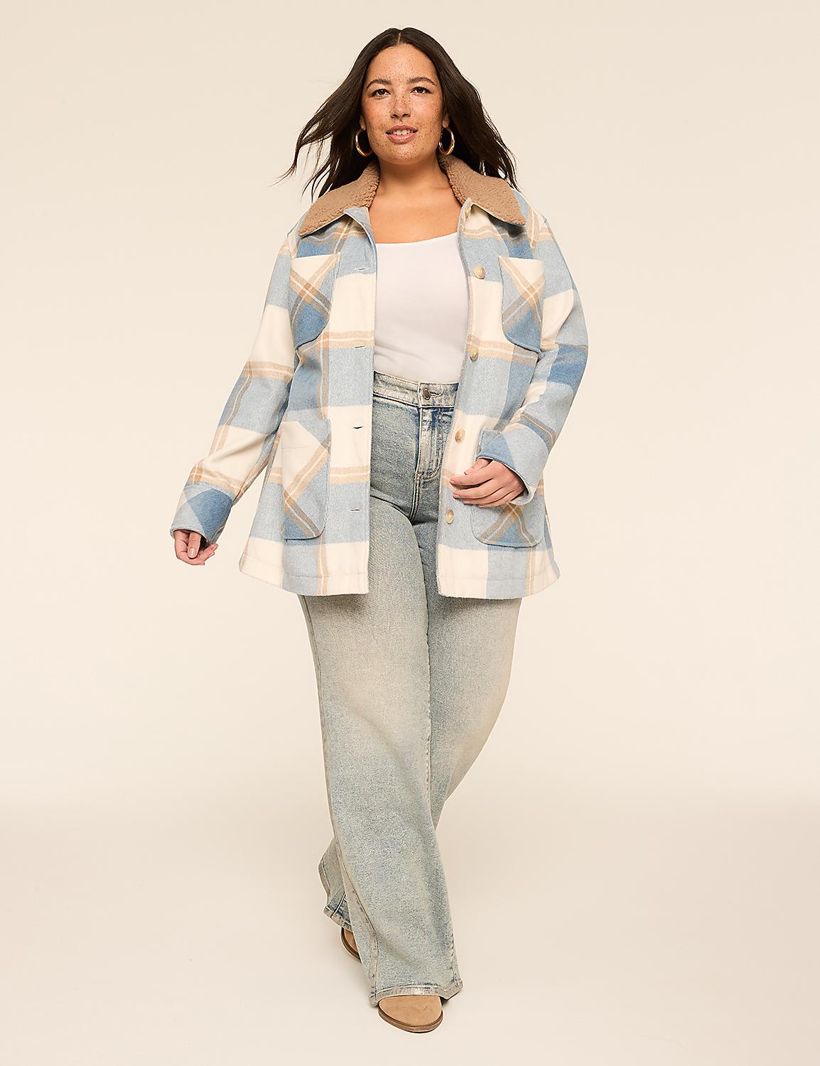 Cozy Sherpa-Collar Midi Shacket Product Image 3