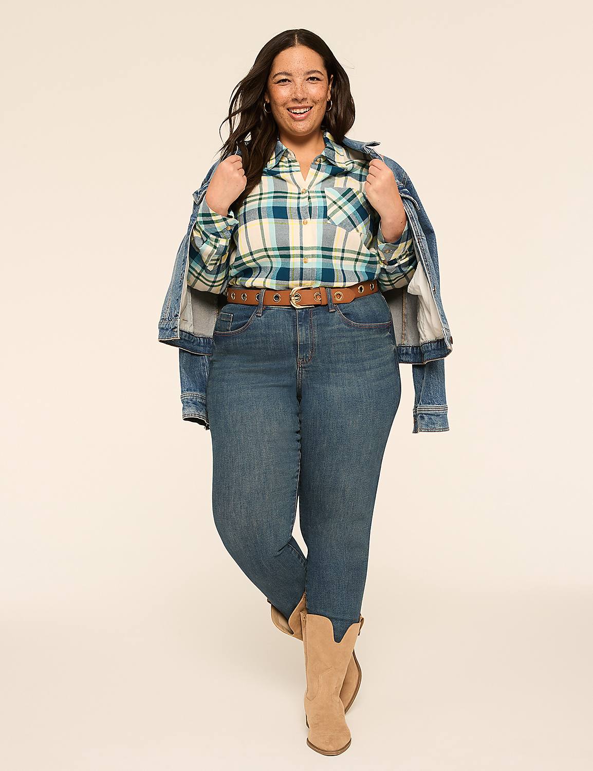 Lurex Shimmer Plaid Button-Down Shirt Product Image 3