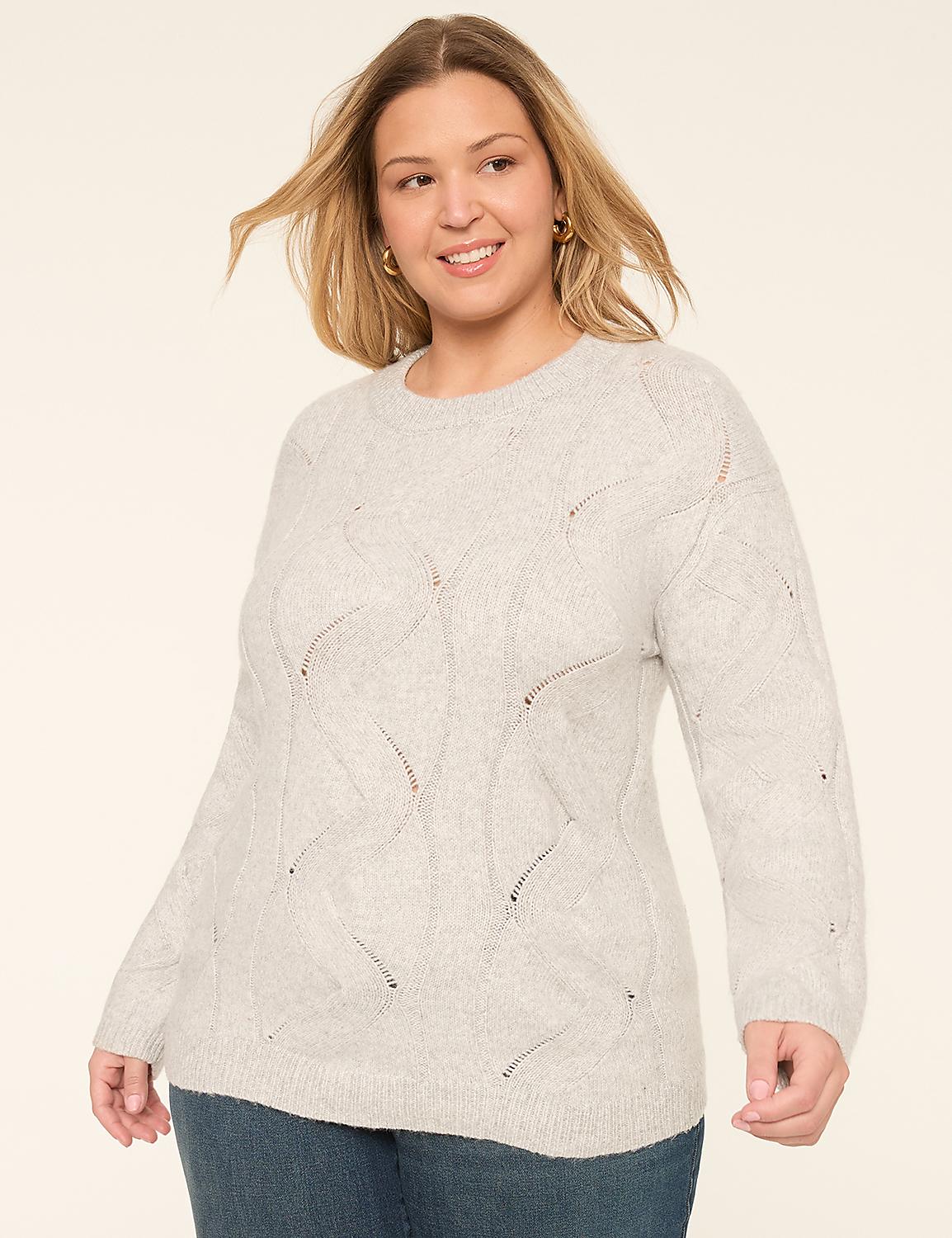 Relaxed Pointelle-Stitch Pullover Sweater Product Image 1