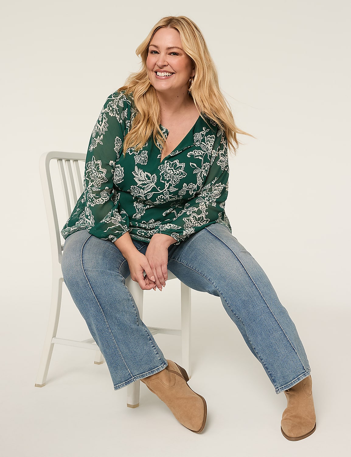 Relaxed Smocked-Side Popover Blouse Product Image 3