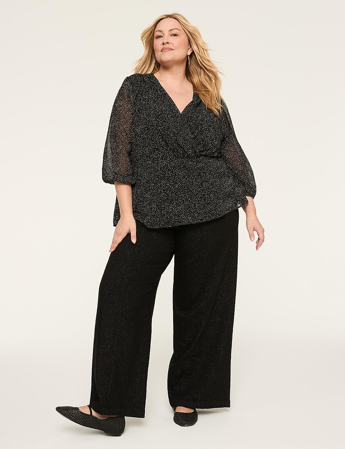 3/4-Sleeve Faux-Wrap Blouse Product Image 5