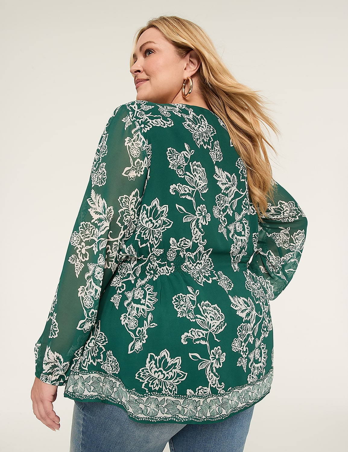 Relaxed Smocked-Side Popover Blouse Product Image 2