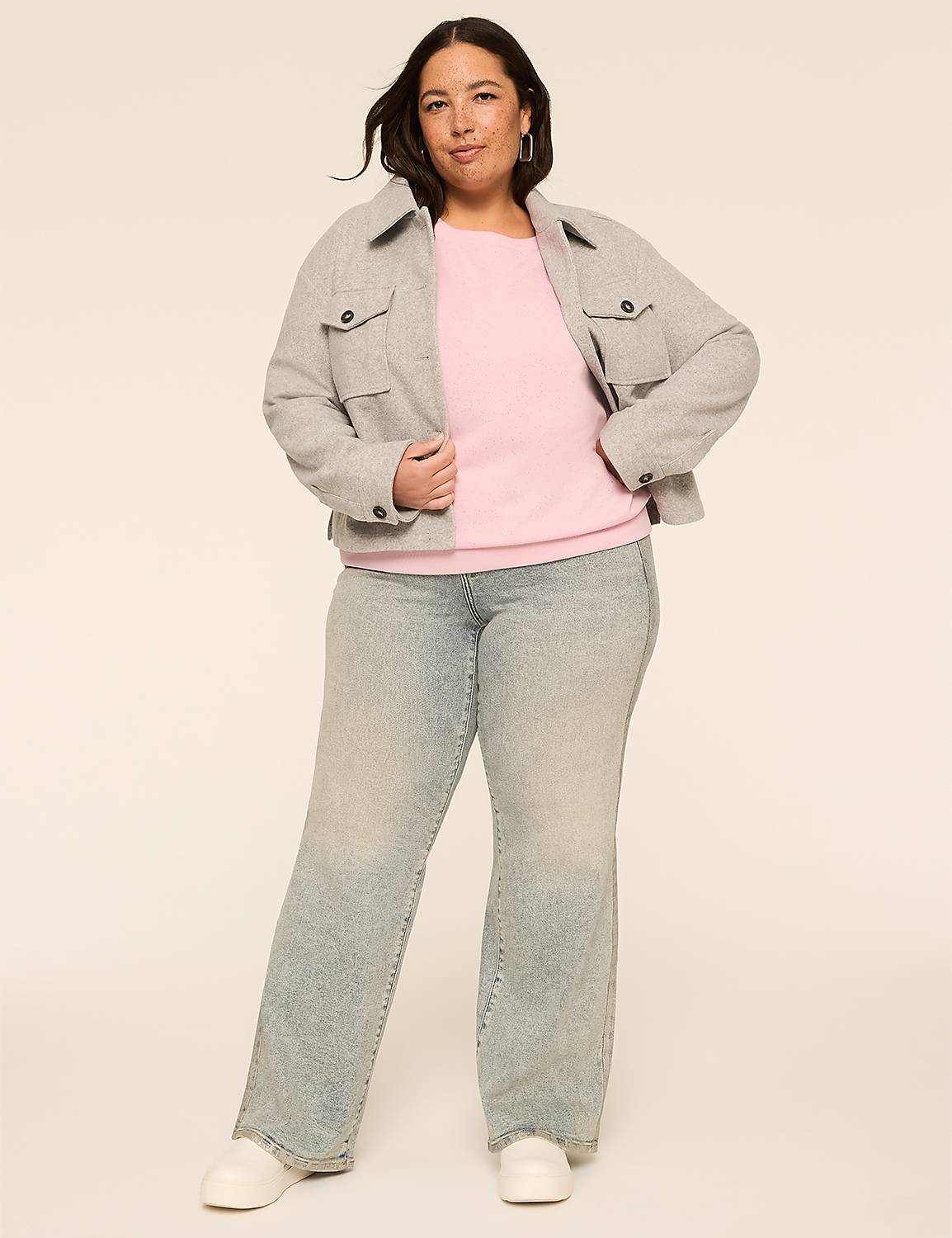 Sparkle Knit Long-Sleeve Crew-Neck Sweatshirt Product Image 3