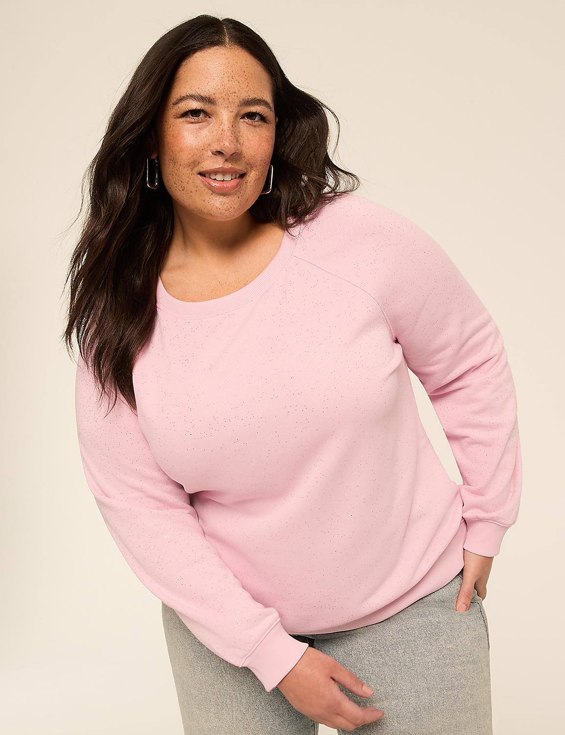 Sparkle Knit Long-Sleeve Crew-Neck Sweatshirt Product Image 1