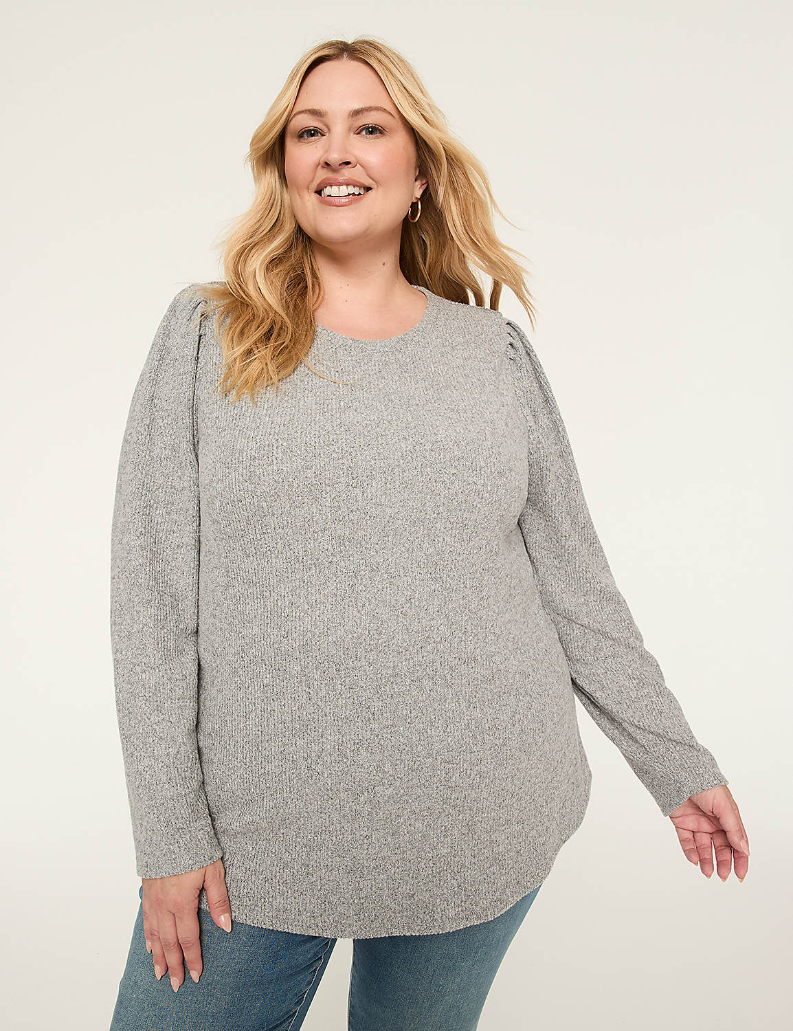 Lurex Pleat-Shoulder Cozy Rib Top Product Image 1