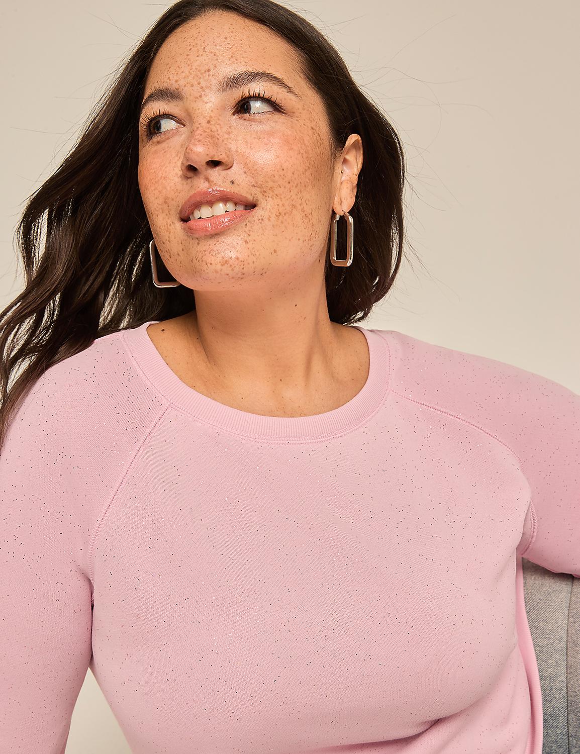 Sparkle Knit Long-Sleeve Crew-Neck Sweatshirt Product Image 4