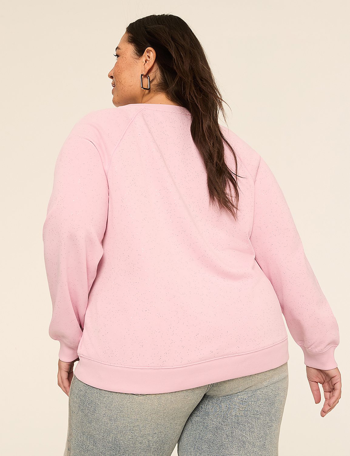Sparkle Knit Long-Sleeve Crew-Neck Sweatshirt Product Image 2
