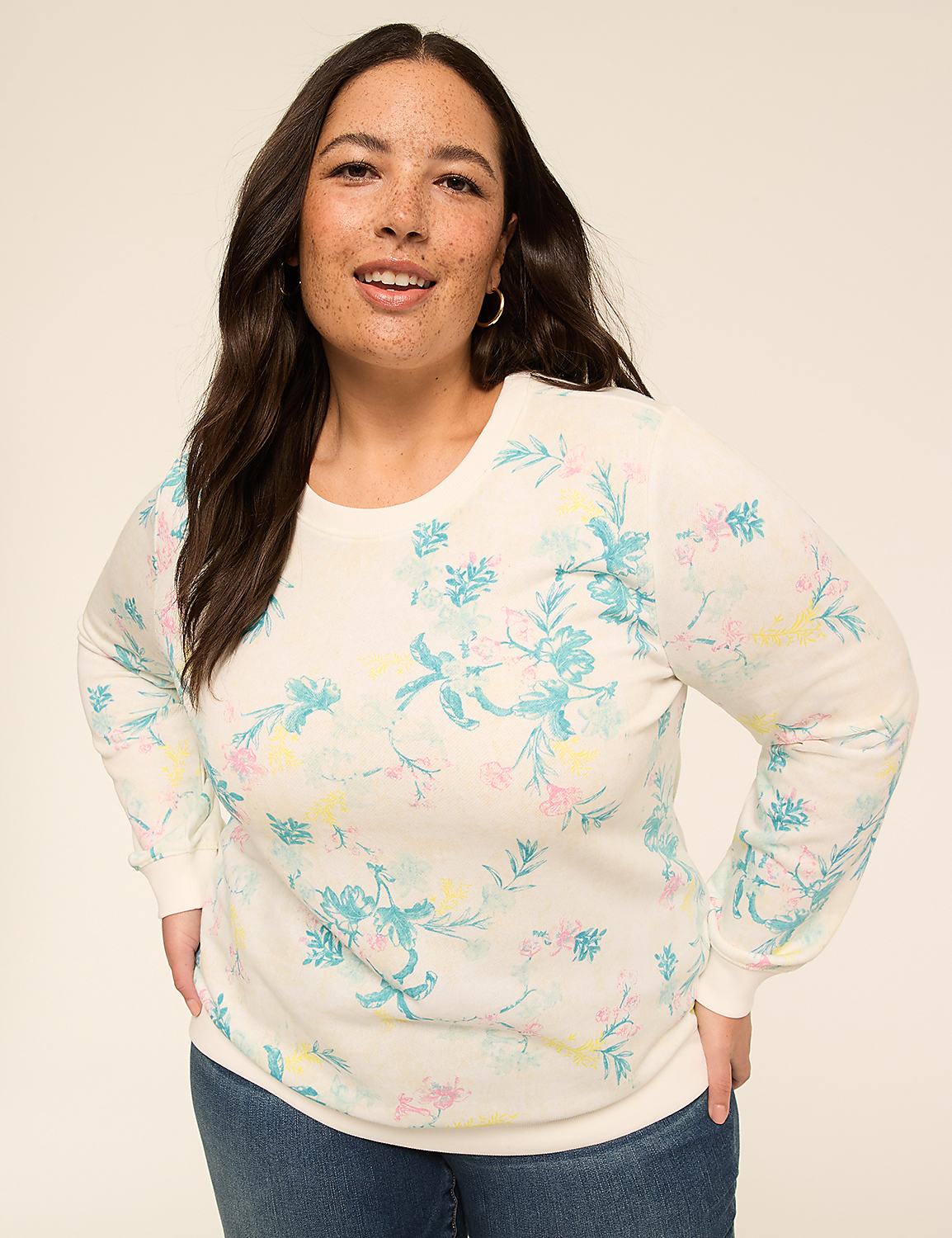 Printed Long-Sleeve Crew-Neck Sweatshirt Product Image 1