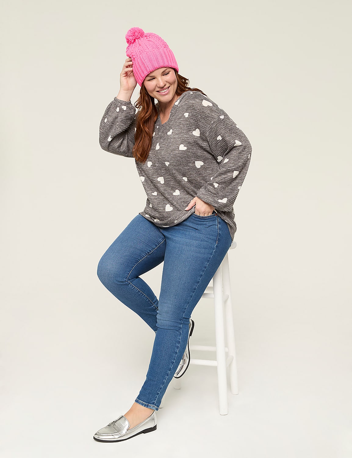 Waffle Knit V-Neck Hoodie Product Image 3
