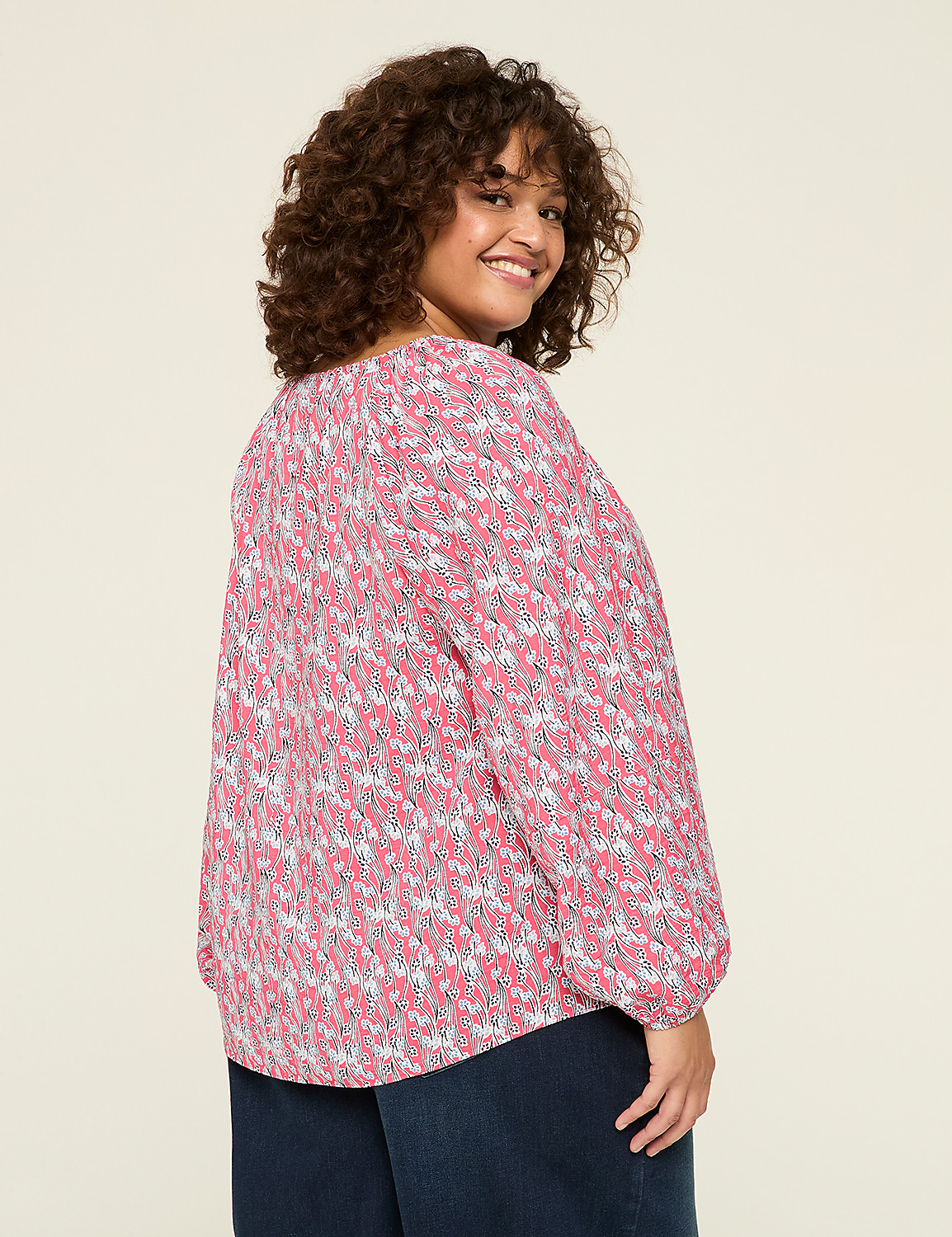 Split Tie-Neck Popover Blouse Product Image 2