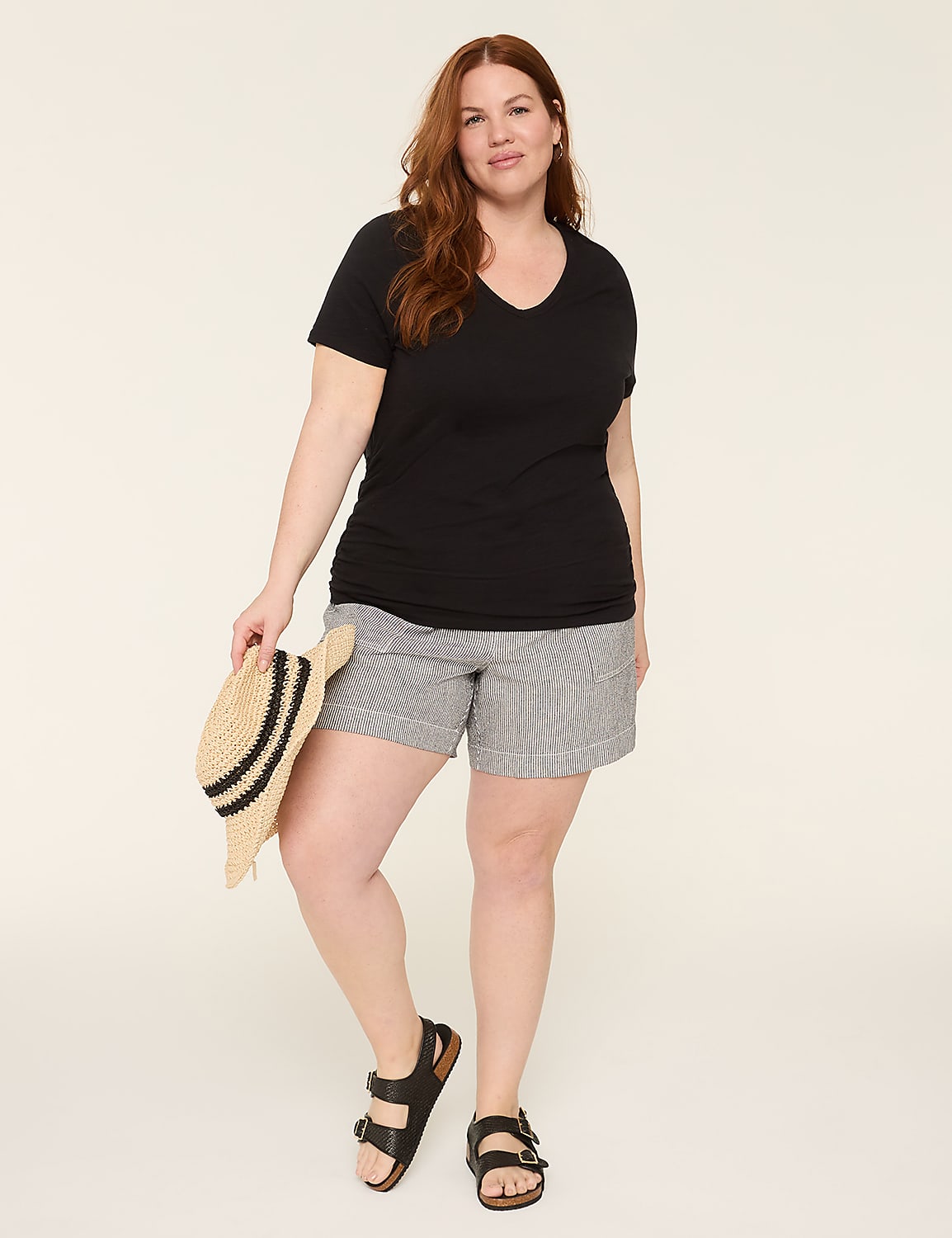 Short-Sleeve V-Neck Side-Ruched Tee Product Image 3