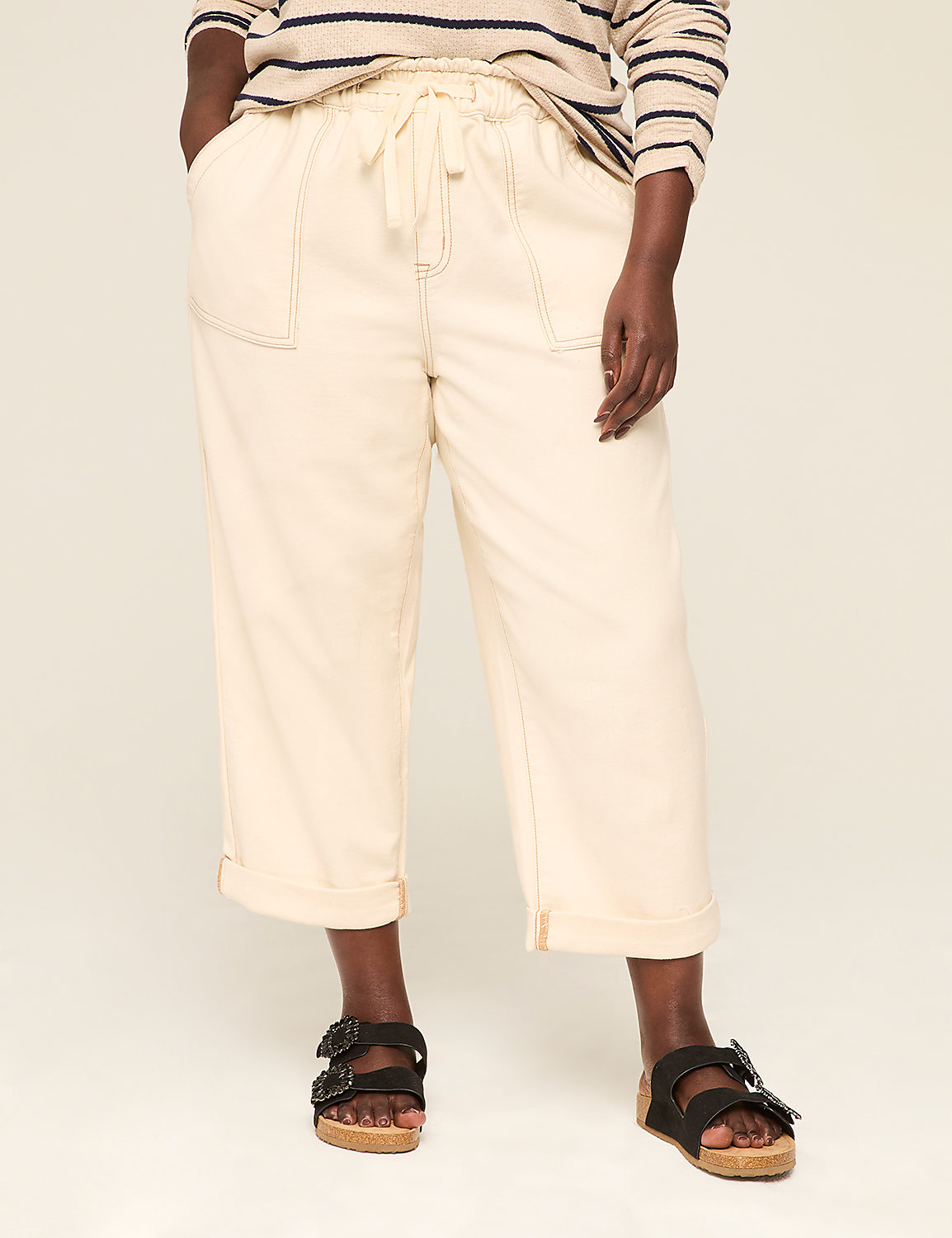 Cloud Knit Pull-On High-Rise Denim Capri Product Image 1