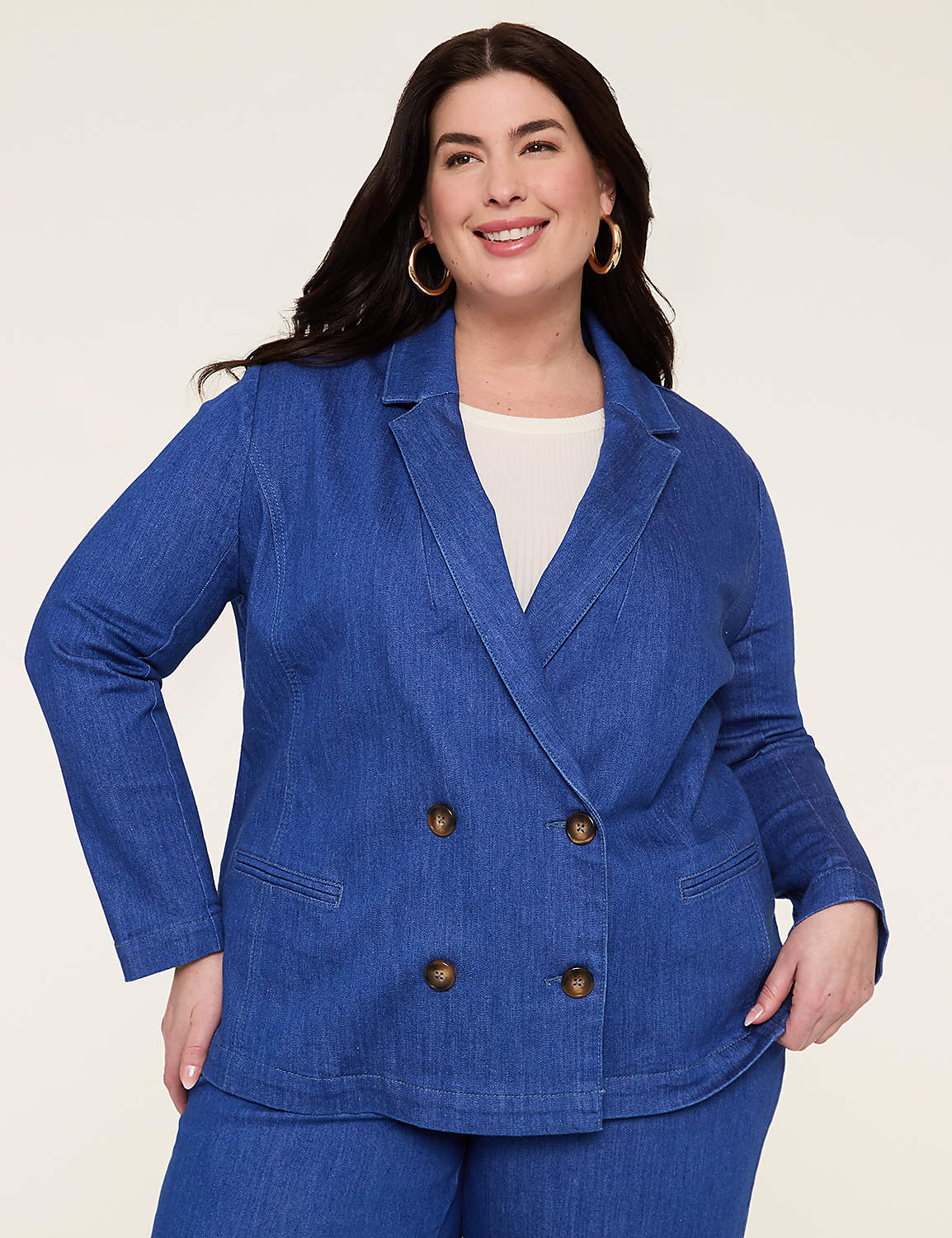 Double-Breasted Denim Blazer Product Image 1