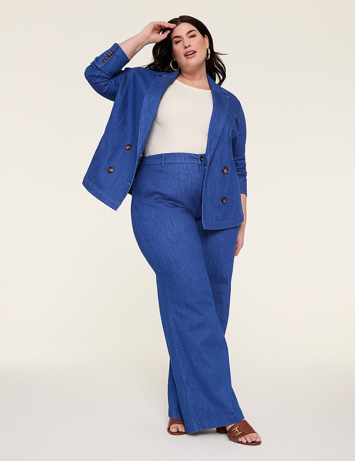Double-Breasted Denim Blazer Product Image 3