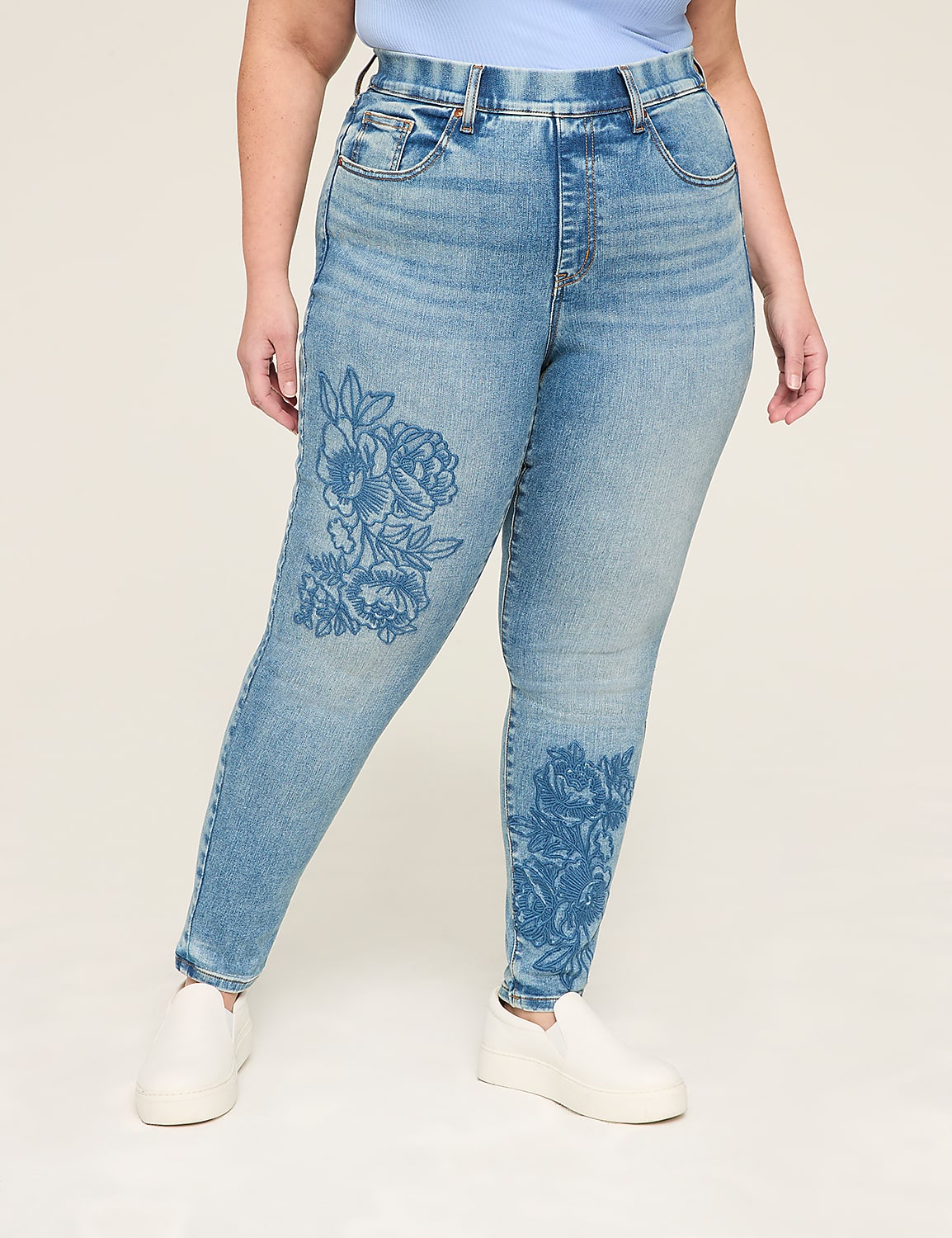 Tighter Tummy Fit Pull-On High-Rise Embroidered Jegging Product Image 1