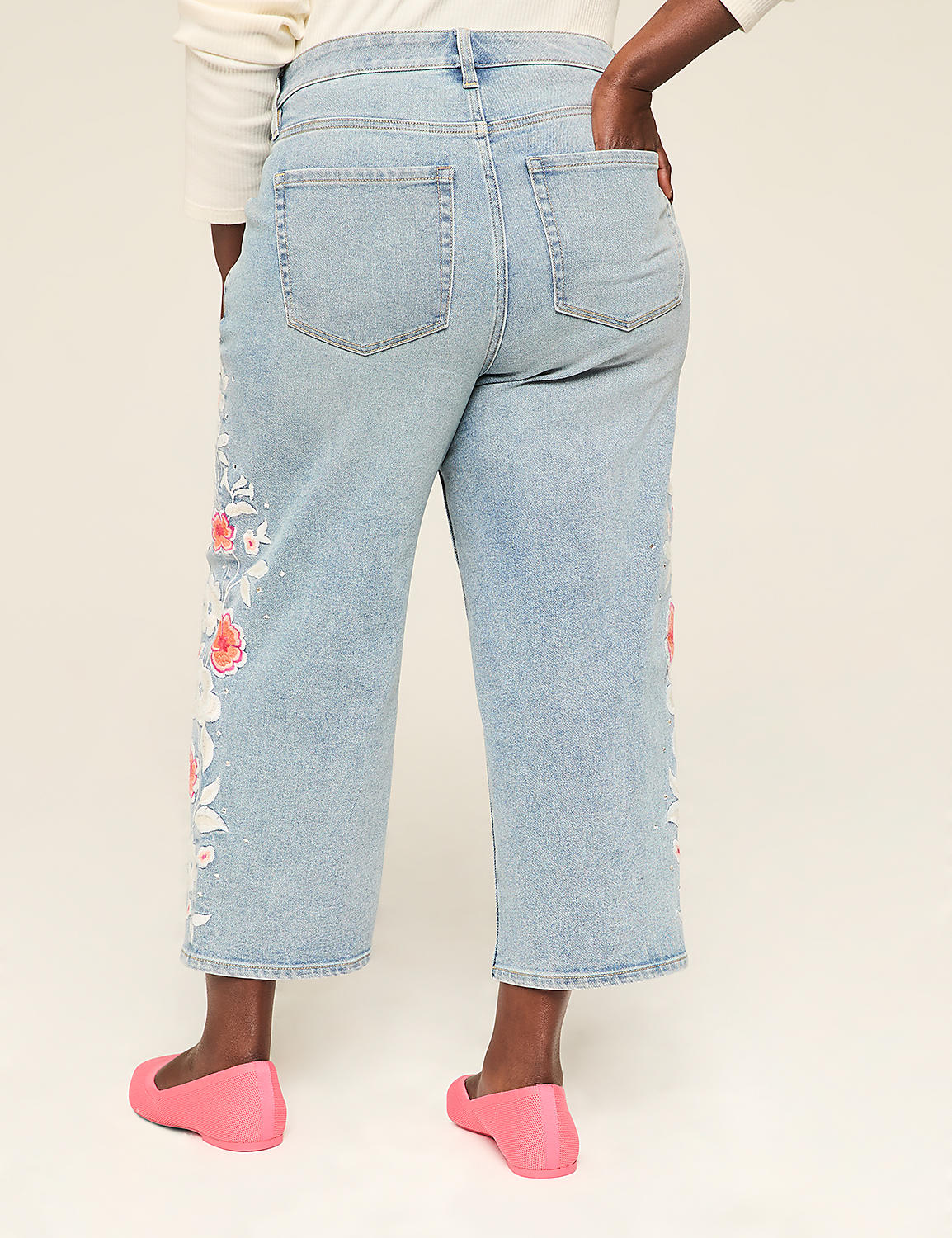 Signature Fit Straight Leg Crop Jean - Embroidery & Rhinestone Product Image 2